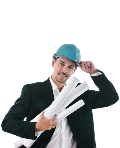 imagen de un trabajador con planos en la mano